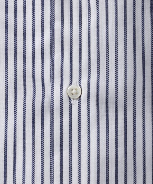 Maker's Shirt 鎌倉  フランチェーゼ・ドビーストライプシャツ　ホワイト×ネイビー/M-L(40-84)