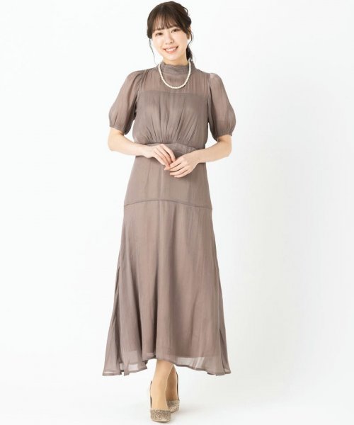 Select Shop  【ドレス2点セット】	オーガンジー楊柳光沢Aラインシルエットドレス　モカ/M