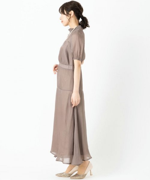 Select Shop  【ドレス2点セット】	オーガンジー楊柳光沢Aラインシルエットドレス　モカ/M