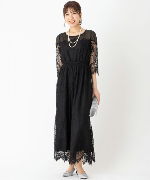 Select Shop  フラワーレースパンツドレス　ブラック/M