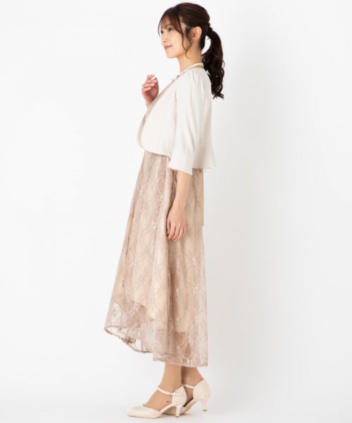 Select Shop  【ドレス4点SET】ウエストツイストオールレースドレス　ベージュ/S-M