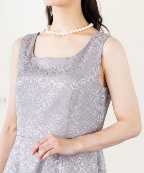 Select Shop  【ドレス3点セット】クラシックジャガードドレス　シルバーグレー/L