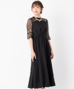 Select Shop  ビスチェ風レース切替ドレス　ブラック/M