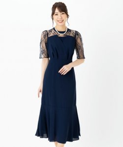 Select Shop  ビスチェ風マーメイドドレス　ネイビー/L