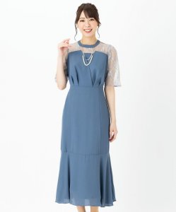 Select Shop  ビスチェ風マーメイドドレス　ブルー/L