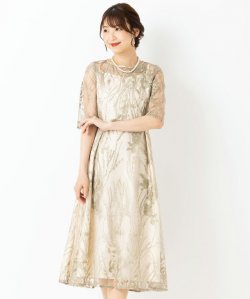 Select Shop  チュール×総刺繍ドレス　ライトグリーン/M