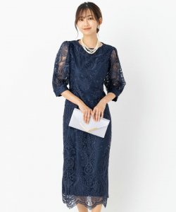 Select Shop  【ドレス2点セット】エンブロイダリーコクーンドレス　ネイビー/S