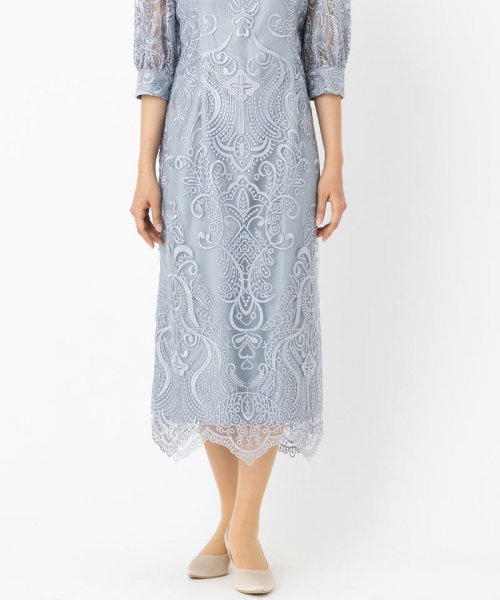 Select Shop  【ドレス2点セット】エンブロイダリーコクーンドレス　ブルーグレー/S