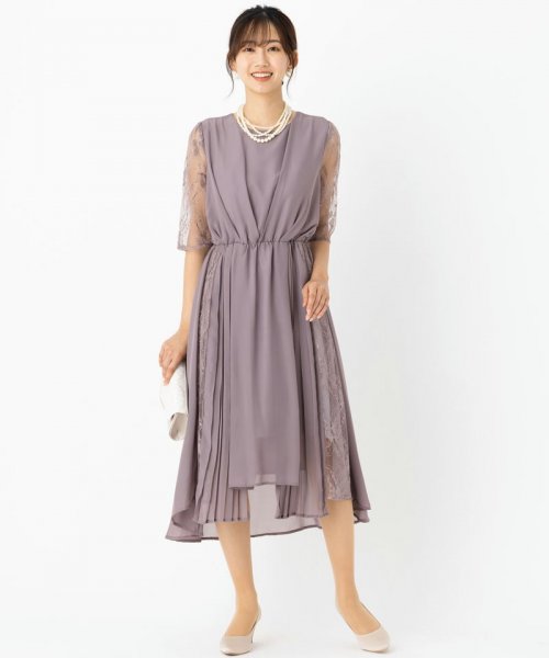 Select Shop  【ドレス2点セット】オーガンジーレースドレス　グレージュ/3L