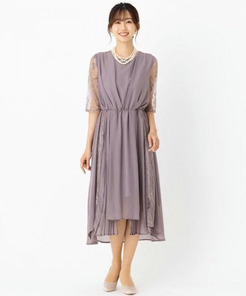 Select Shop  【ドレス2点セット】オーガンジーレースドレス　グレージュ/3L