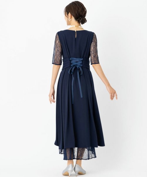 Select Shop  【ドレス2点セット】ウエストモチーフベルトドレス　ネイビー/4L