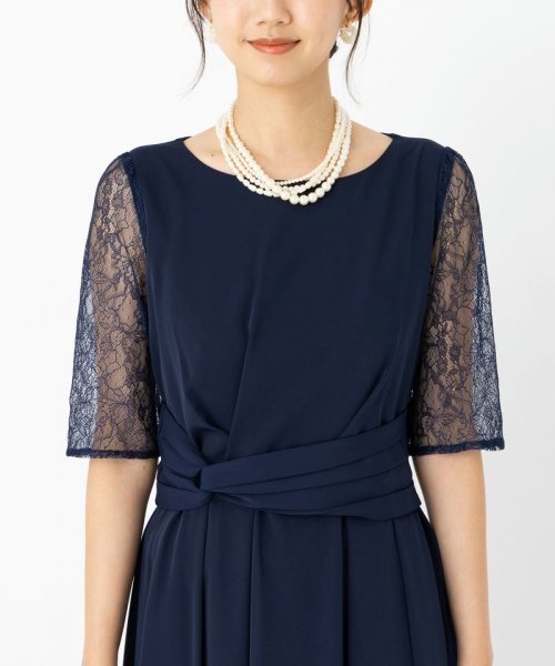 Select Shop  【ドレス2点セット】ウエストモチーフベルトドレス　ネイビー/S
