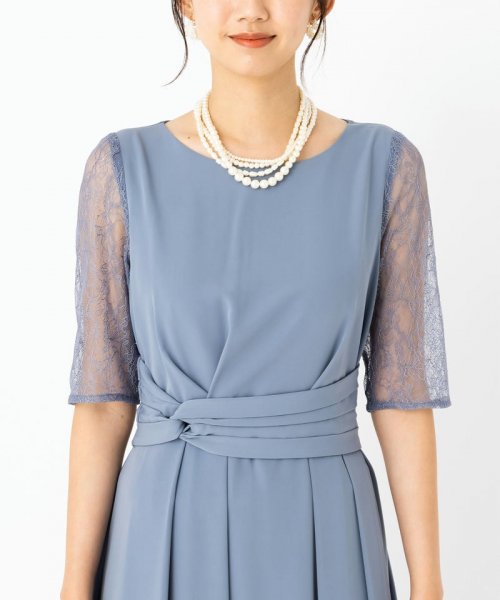 Select Shop  【ドレス2点セット】ウエストモチーフベルトドレス　ブルーグレー/L
