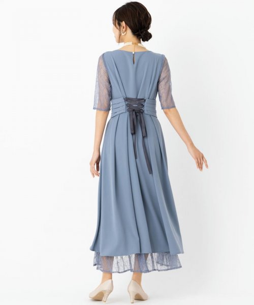 Select Shop  ウエストモチーフベルトドレス　ブルーグレー/L