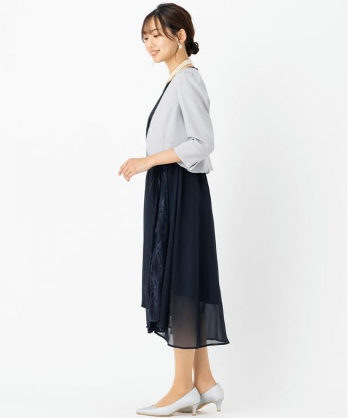 Select Shop  【ドレス3点セット】オーガンジーレースドレス　ネイビー/L