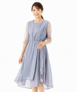 Select Shop  オーガンジーレースドレス　ブルーグレー/M