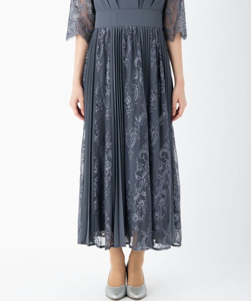 Select Shop  【ドレス3点セット】ビスチェ風プリーツスカートドレス　ダスティブルー/L