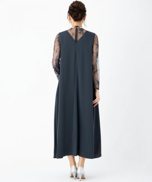 Select Shop  【ドレス2点セット】メローレースAラインロングドレス　ダークグレー/L