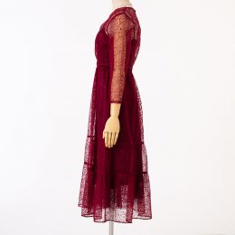 LilyBrown  リリーブラウン　チュールレース刺繍ドレス　パープル/M
