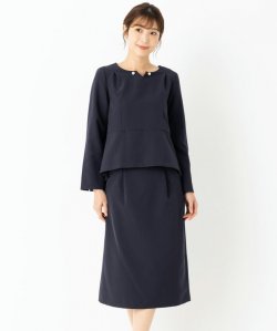 Select Shop  【スーツ2点SET】チャーム付きブラウス&スカート　ネイビー/M