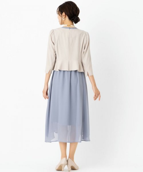 Select Shop  【ドレス3点セット】オーガンジーレースドレス　ブルーグレー/LL