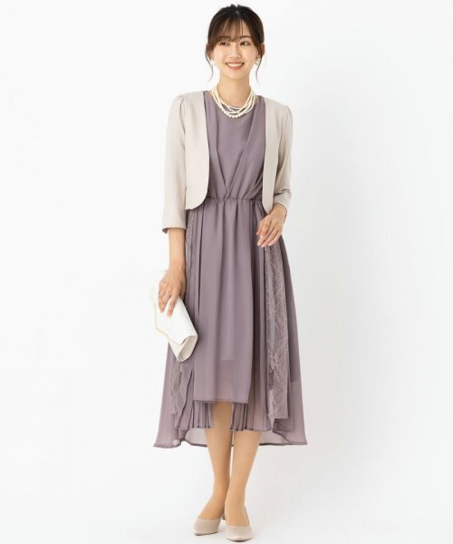 Select Shop  【ドレス3点セット】オーガンジーレースドレス　グレージュ/L