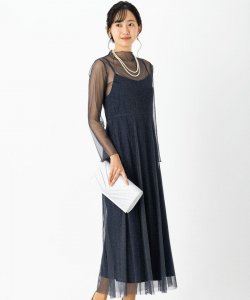 kaene  【ドレス2点SET】カエン　ラメチュールメロウドレス　ネイビー/M
