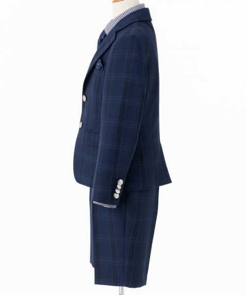 Select Shop  【キッズスーツ6点SET】タータンチェックーラードジャケット&ショートパンツ　ブルー/120