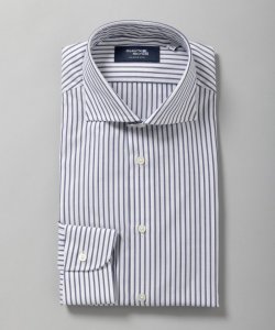 Maker's Shirt 鎌倉  フランチェーゼ・ドビーストライプシャツ　ホワイト×ネイビー/M-L(40-84)