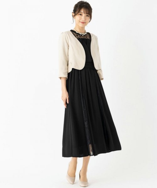 Select Shop  【ドレス4点SET】ビスチェ風レース切替ドレス　ブラック/L