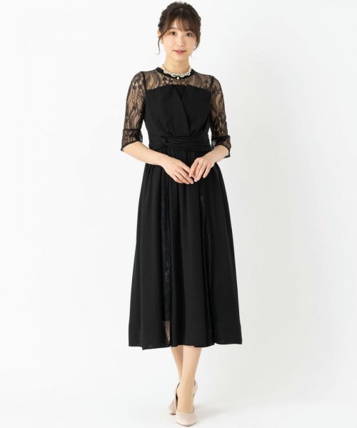 Select Shop  【ドレス4点SET】ビスチェ風レース切替ドレス　ブラック/S