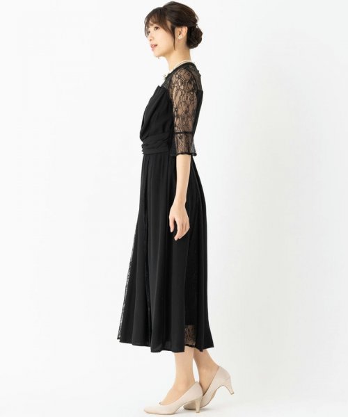 Select Shop  【ドレス4点SET】ビスチェ風レース切替ドレス　ブラック/M