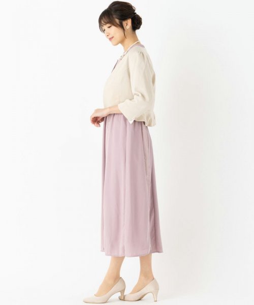 Select Shop  【ドレス4点SET】ビスチェ風レース切替ドレス　ピンク/M