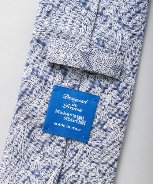 Maker's Shirt 鎌倉  【セット】リネン混ペイズリータイ&シルクチーフセット　ブルー