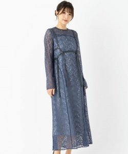 PUBLIC TOKYO  パブリックトウキョウ　ハーネスセットカットアウトレースドレス　ブルー/M