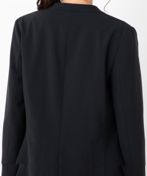any SiS  【スーツ3点SET】ダブルクロスカラーレスジャケット&テーパードパンツスーツ　ブラック/M