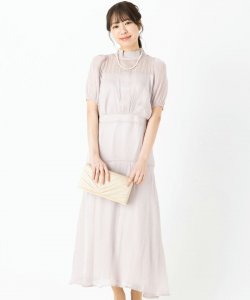 Select Shop  【ドレス2点セット】	オーガンジー楊柳光沢Aラインシルエットドレス　ライトピンク/M