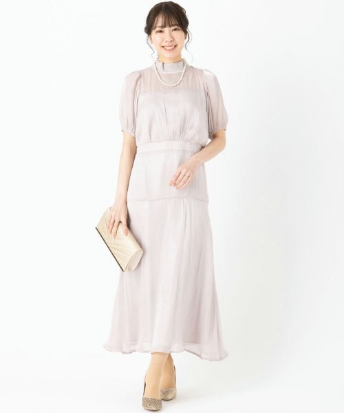 Select Shop  【ドレス2点セット】	オーガンジー楊柳光沢Aラインシルエットドレス　ライトピンク/M