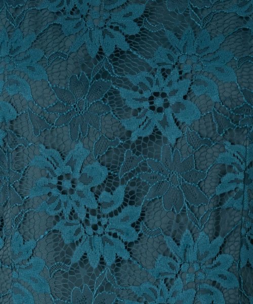 Aimer  【ドレス3点セット】プチハイネック袖付き花柄レースフィット&フレアドレス　グリーン/S