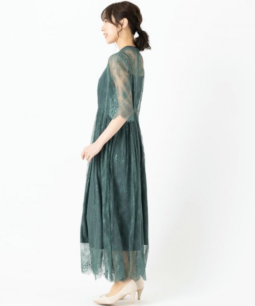 Select Shop  【ドレス2点セット】チャイナ風総レースドレス　グリーン/M