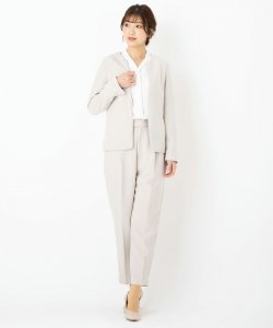 Select Shop  【スーツ3点SET】パールカラーレスジャケット+パンツ+ボウタイブラウス　ベージュ/M