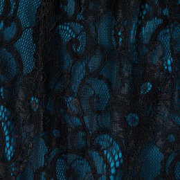 Select Shop  配色チュールレース刺繍ハイネックドレス　ブラックティール/M