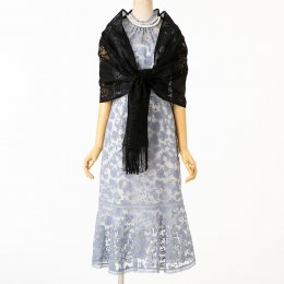 FRAY I.D  フレイアイディー　 オーガンジー刺繍ドレス　ライトブルー/M