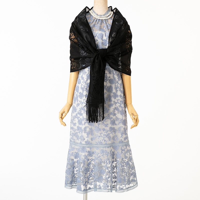 FRAY I.D フレイアイディー オーガンジー刺繍ドレス ライトブルー/M 