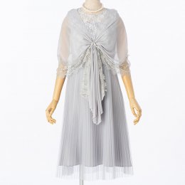 Select Shop  【ドレス3点セット】チュールレースドレス　ライトグレー/M