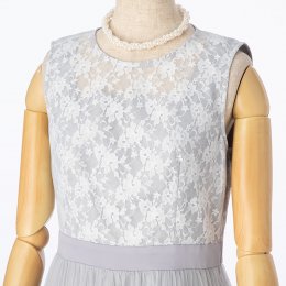 Select Shop  【ドレス3点セット】チュールレースドレス　ライトグレー/M