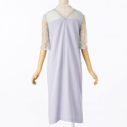 Select Shop  【ドレス3点セット】レース切替フロントタックドレス　アイスブルー/M