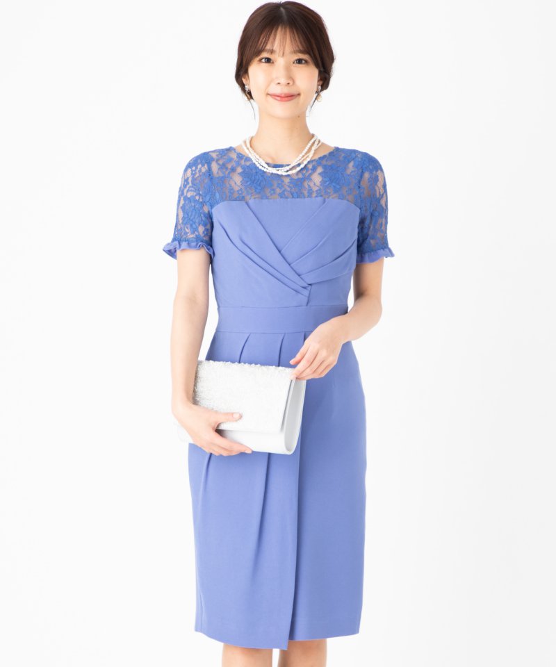 【ドレス2点セット】グレースコンチネンタル　トリアセカシュクールドレス　ブルー/S
