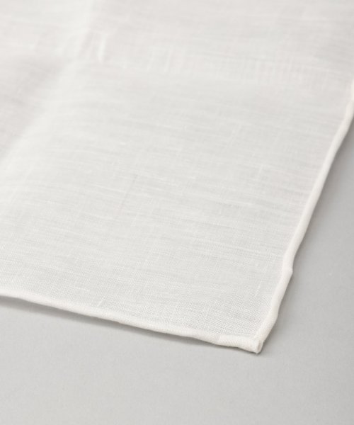 Maker's Shirt 鎌倉  【セット】織柄フォーマルシルクタイ&リネンチーフセット　ホワイトシルバー