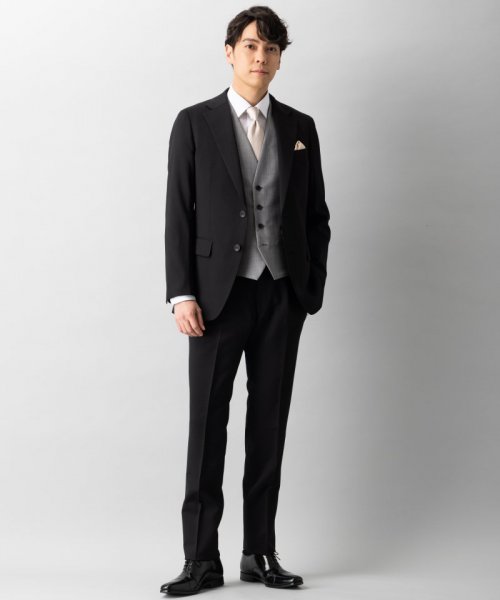 SUIT SELECT  スーツセレクト　レギュラーフィットウールスリーピーススーツ　ブラック/AB5